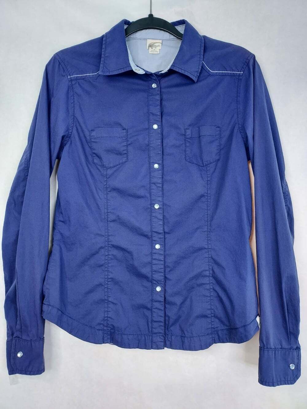 MEC Pearl Snap Western Shirt Women M Purple Collar Fitted Cowgirl Rodeo Stampede